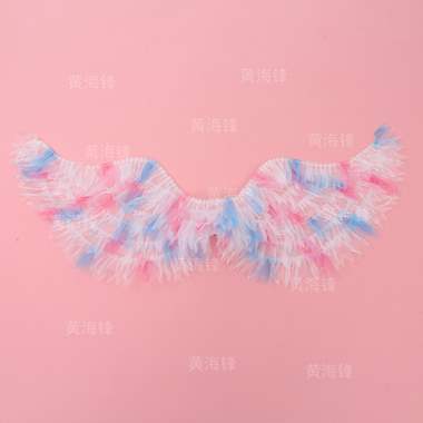 כנפי נוצות לבן מפואר צבעוני עם אורות לד מתחלפים : image 1