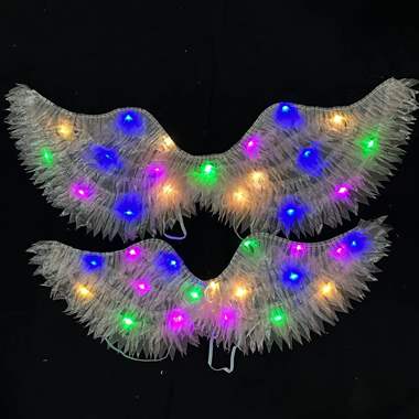 כנפי נוצות מפואר בצבע לבן עם אורות לד מתחלפים : image 1