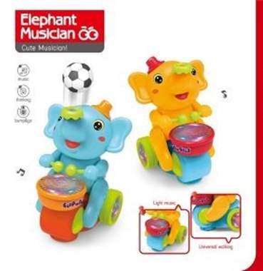 פיל מוזיקלי מתופף וכדור עף באויר : image 1