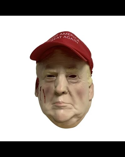 מסכת טראמפ עם כובע וסימני ירייה